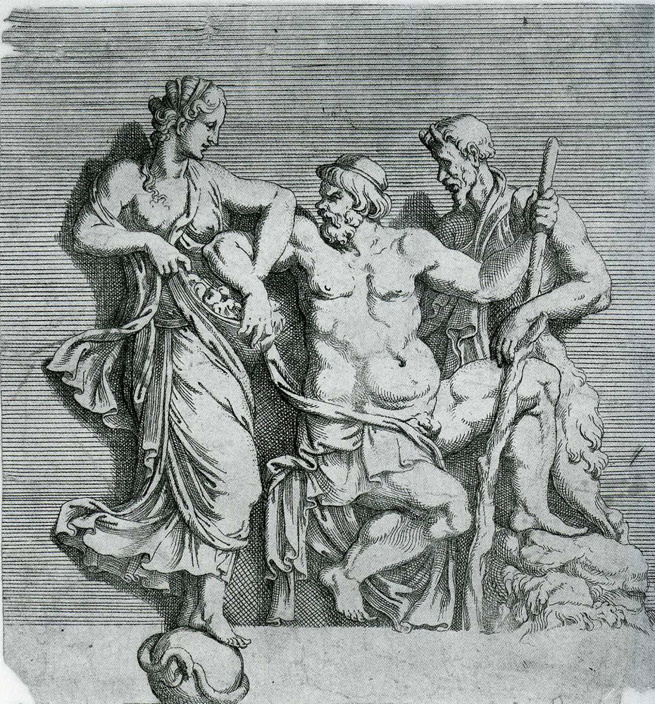 After Giulio Romano - Hercules with Fortune and Satyr