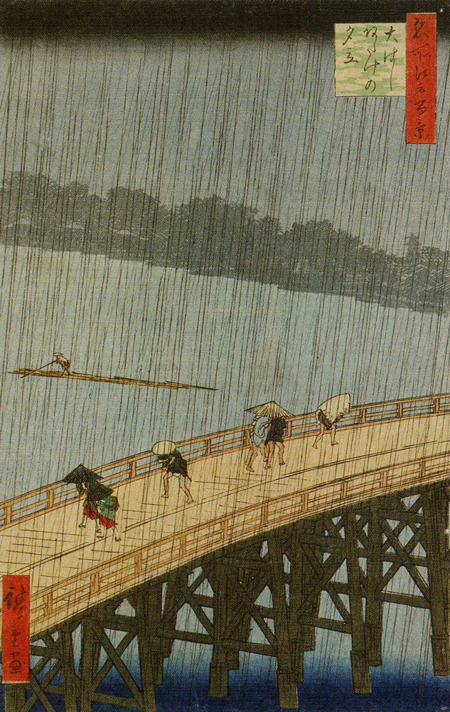 Utagawa Kunisada - Sudden Shower on the Great Bridge near Atake