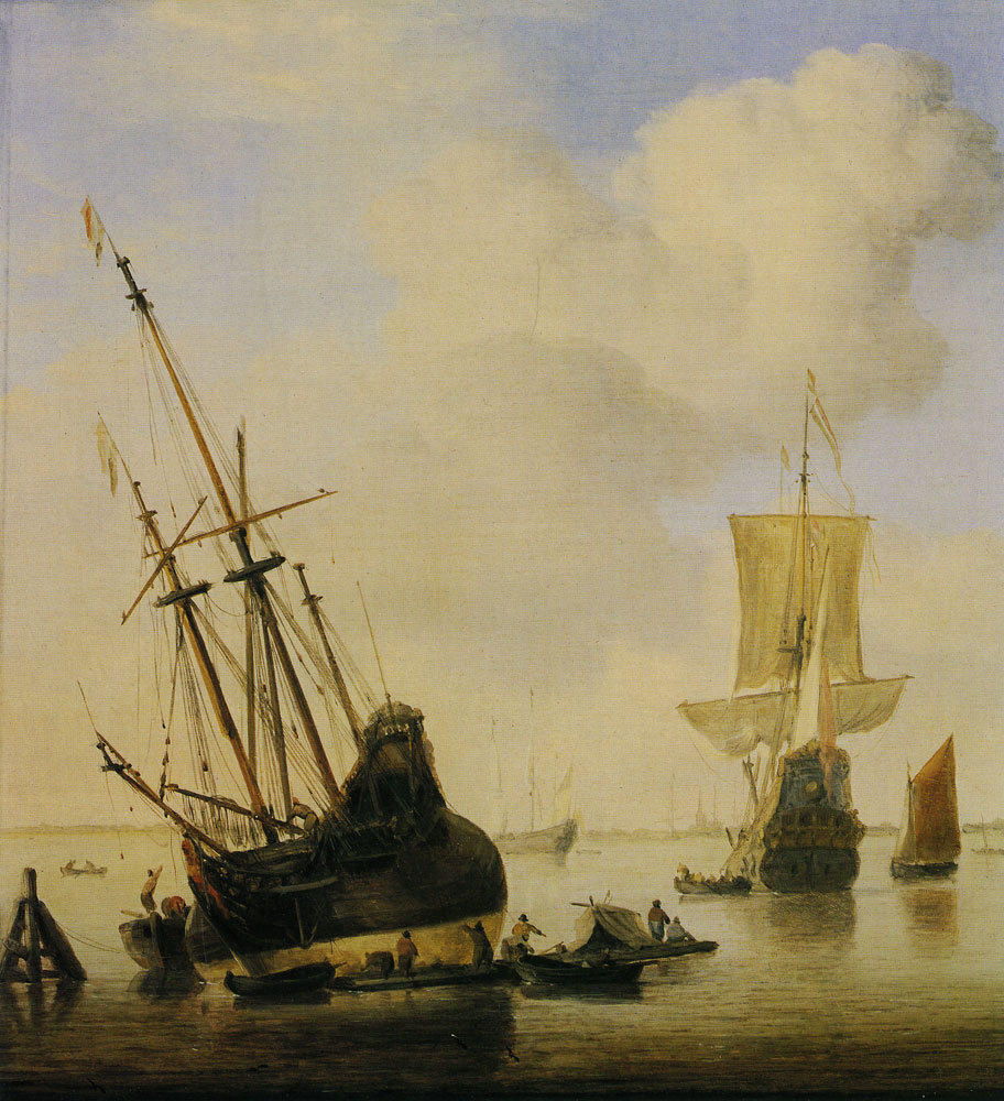 Willem van de Velde the Younger - Ships in a Harbor