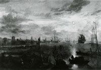 Aert van der Neer Harbour by Moonlight