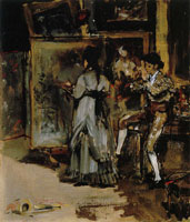 Edouard Manet Eva Gonzalès Painting in Manet's Studio