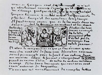 Vincent van Gogh Letter sketch Triptych with 'La berceuse' and two versions of 'Sunflowers in a vase'