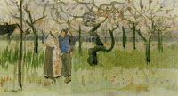 Vincent van Gogh Orchard in Blossom with Two Figures