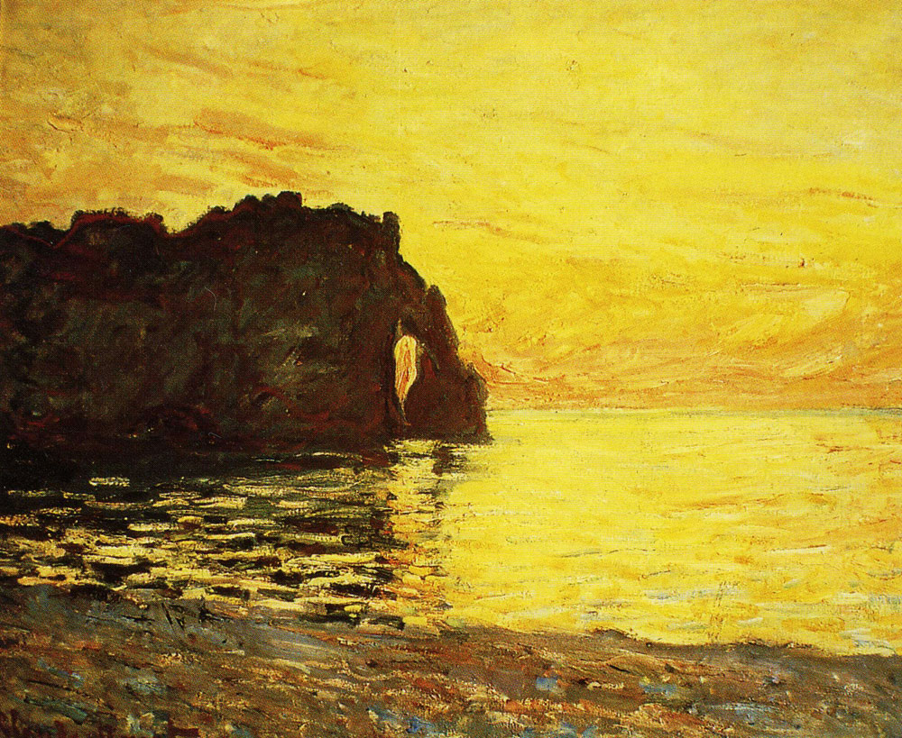Claude Monet - The Falaise d'Aval at Etretat, Sunset Effect