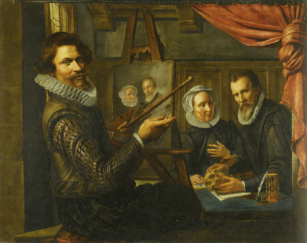 Herman van Vollenhoven - The Painter in His Studio Painting the Portrait of a Couple