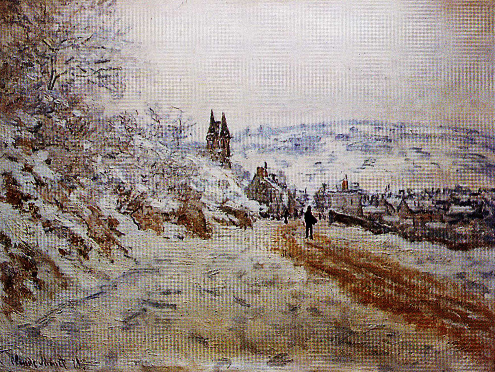 Claude Monet - The Road Coming into Vétheuil, Snow Effect