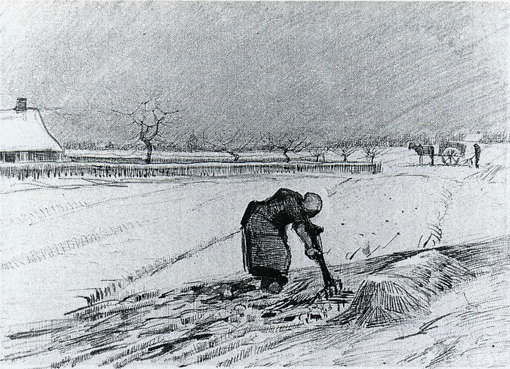 Vincent van Gogh - Snowy Landscape with Stooping Woman