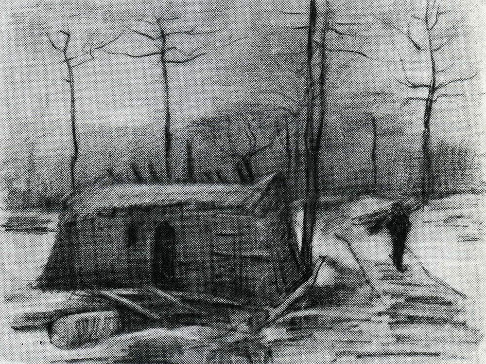 Vincent van Gogh - Winter Landscape with Hut and Wood Gatherer