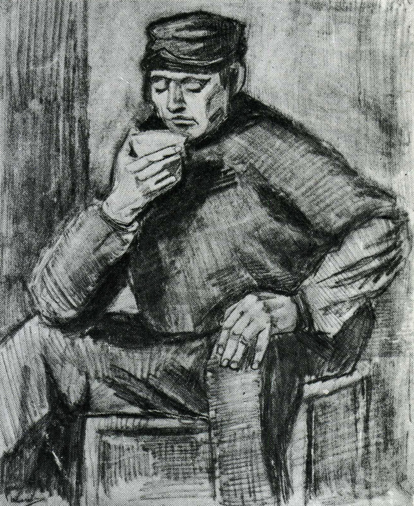 Vincent van Gogh - Young Man, Sitting with a Cup in his Hand, Half-Length