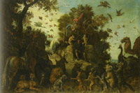 Workshop of Roelandt Savery The Poet Crowned by Two Apes at the Feast of the Animals