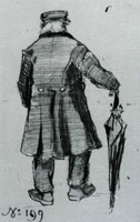 Vincent van Gogh Orphan man with Long Overcoat and Umbrella, Seen from the Back