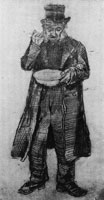 Vincent van Gogh Orphan Man with Top Hat, Eating from a Plate