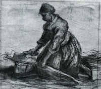 Vincent van Gogh Peasant Woman, Kneeling with Chopper