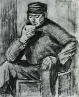 Vincent van Gogh Young Man, Sitting with a Cup in his Hand, Half-Length