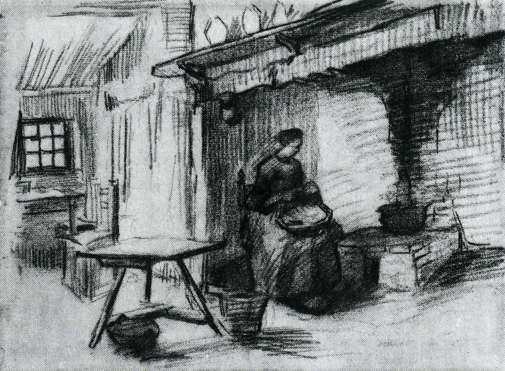 Vincent van Gogh - Interior with Peasant Woman Sitting near the Fireplace