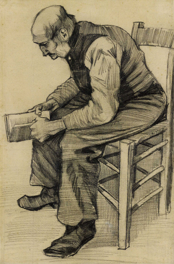 Vincent van Gogh - Man, Sitting, Reading a Book
