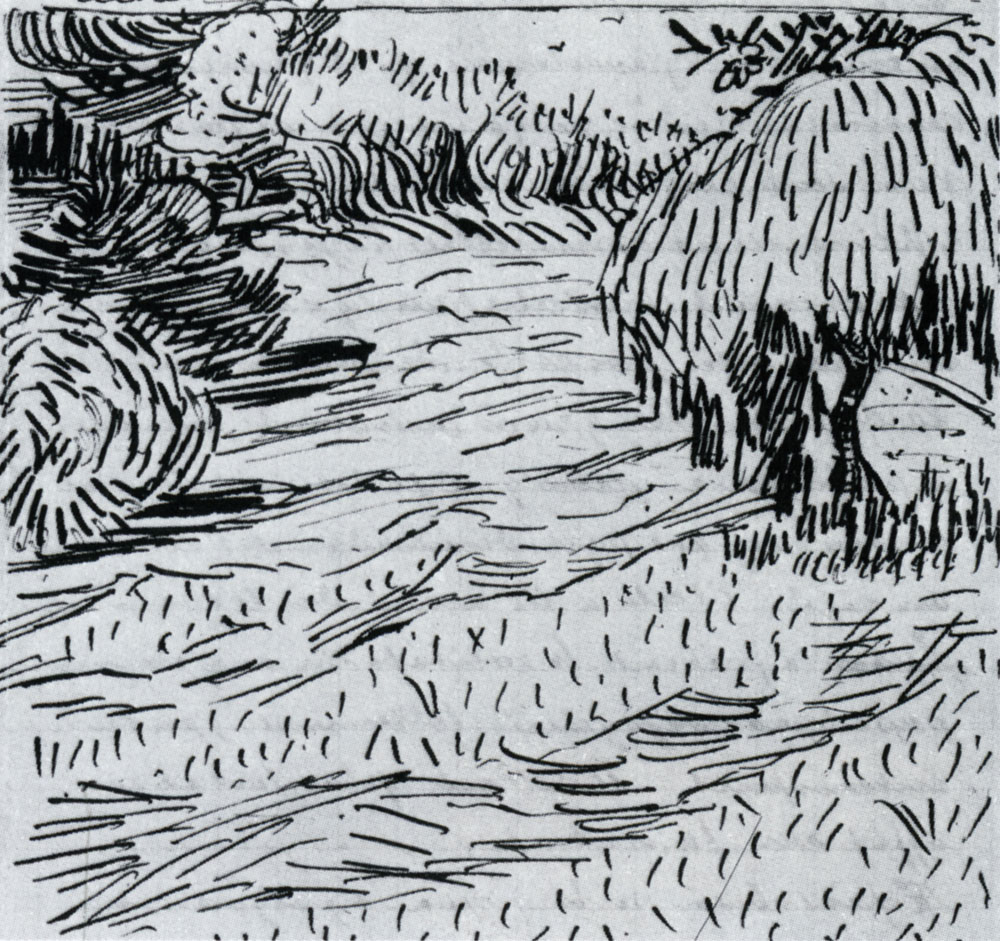 Vincent van Gogh - Newly Mowed Lawn with Weeping Tree