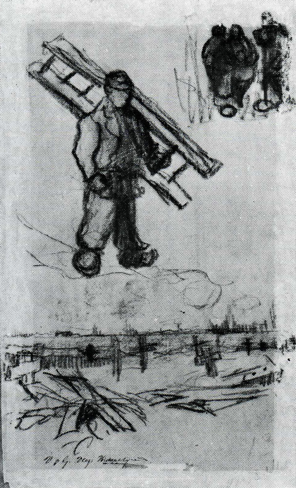 Vincent van Gogh - Sketches of a Man with a Ladder