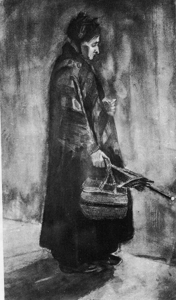 Vincent van Gogh - Woman with Shawl, Umbrella, and Basket