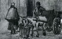 Vincent van Gogh Donkey Cart with Boy and Scheveningen Woman