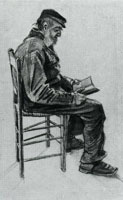Vincent van Gogh Orphan Man with Cap, Sitting, Reading a Book