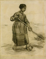 Vincent van Gogh Peasant Woman, Pitching Wheat of Hay