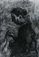 Vincent van Gogh Sien, Sewing, Half-FIgure