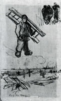 Vincent van Gogh Sketches of a Man with a Ladder