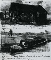 Vincent van Gogh Workmen beside a Mound of Peat, and a Peat Boat with Two Figures