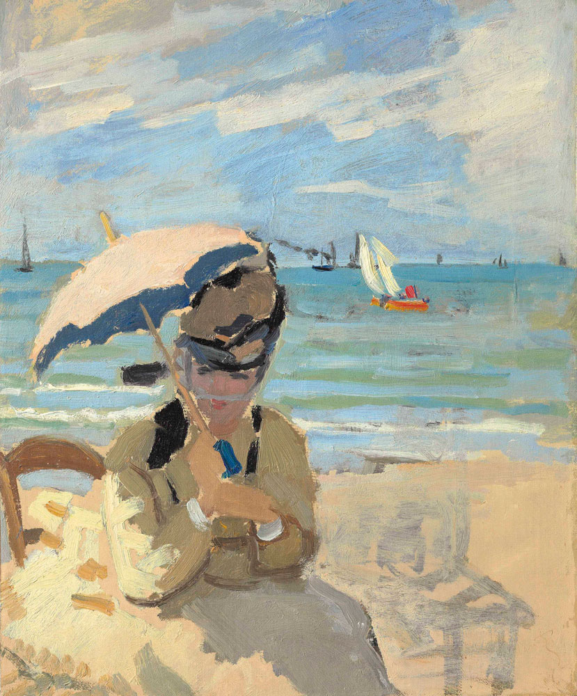 Claude Monet - Camille Sitting on the Beach at Trouville