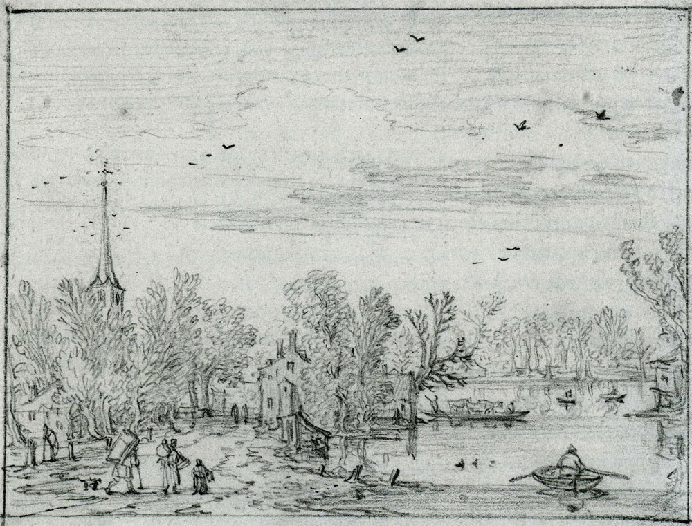 Esaias van de Velde - Path before a Village on a River