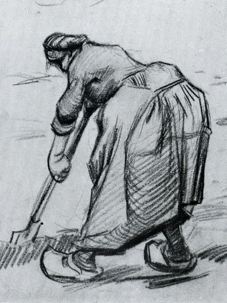 Vincent van Gogh - Peasant Woman, Digging, Seen from the Side