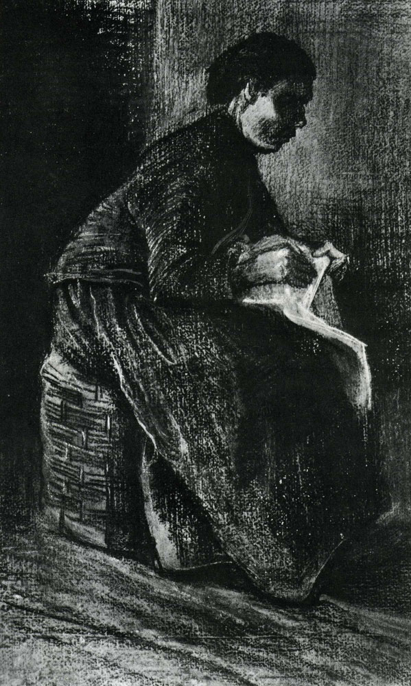 Vincent van Gogh - Woman Sitting on a Basket, Sewing