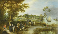 Adriaen van de Venne Landscape with Figures and a Village Kermis