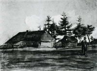 Vincent van Gogh Farmhouse with Barn and Trees