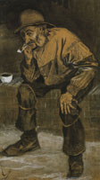 Vincent van Gogh Fisherman with Sou'wester, Sitting with Pipe