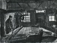 Vincent van Gogh Interior with a Weaver Facing Right