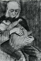 Vincent van Gogh Orphan Man with a Baby in his Arms, Half-Length