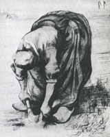Vincent van Gogh Peasant Woman, Stooping with a Spade