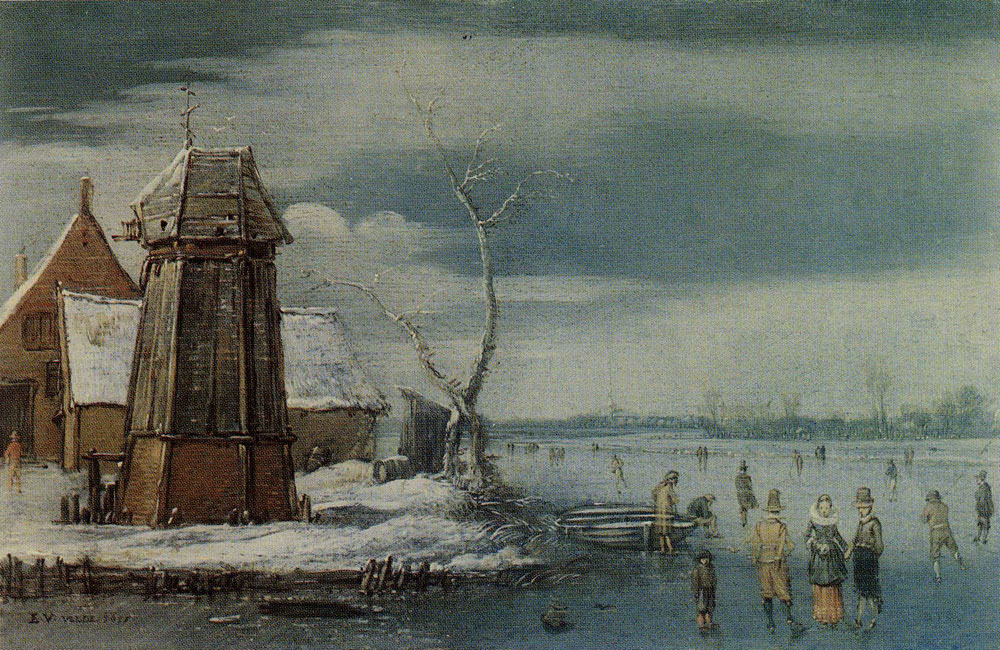 Esaias van de Velde - A Farm to the Left of a Frozen River