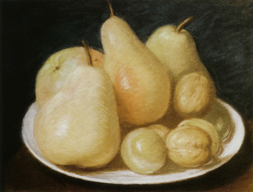 Jean-Etienne Liotard - Still-life: Pears, an Apple, Plums and Walnuts on a Plate