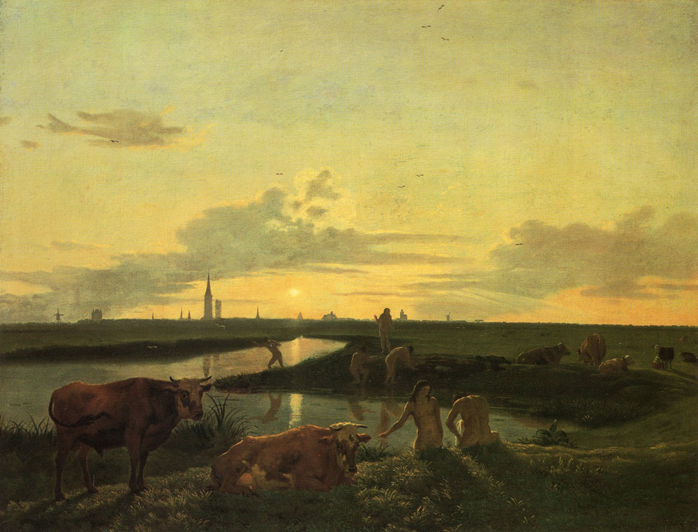 Hendrick ten Oever - Landscape near Zwolle with bathers