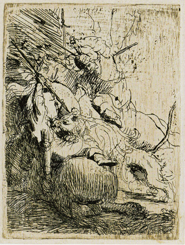 Rembrandt - The Small Lion Hunt (with One Lion)