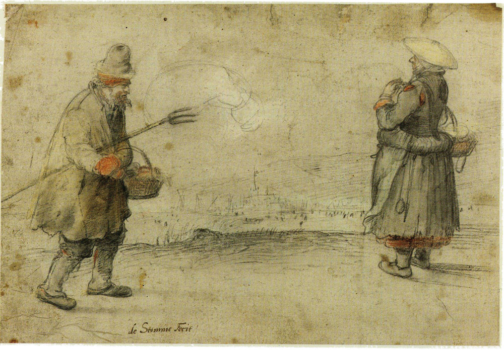 Hendrick Avercamp - A Man and a Woman on the Bank of a Frozen River