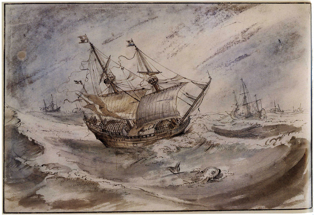 Hendrick Avercamp - Ships at Sea in a Storm