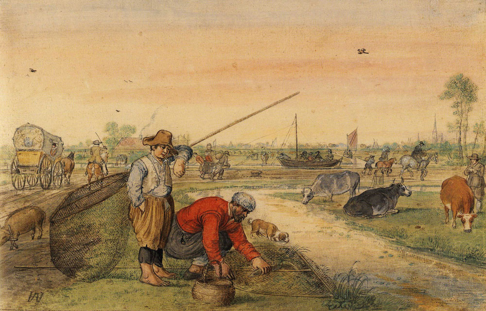 Hendrick Avercamp - Two Fishermen by a Ditch