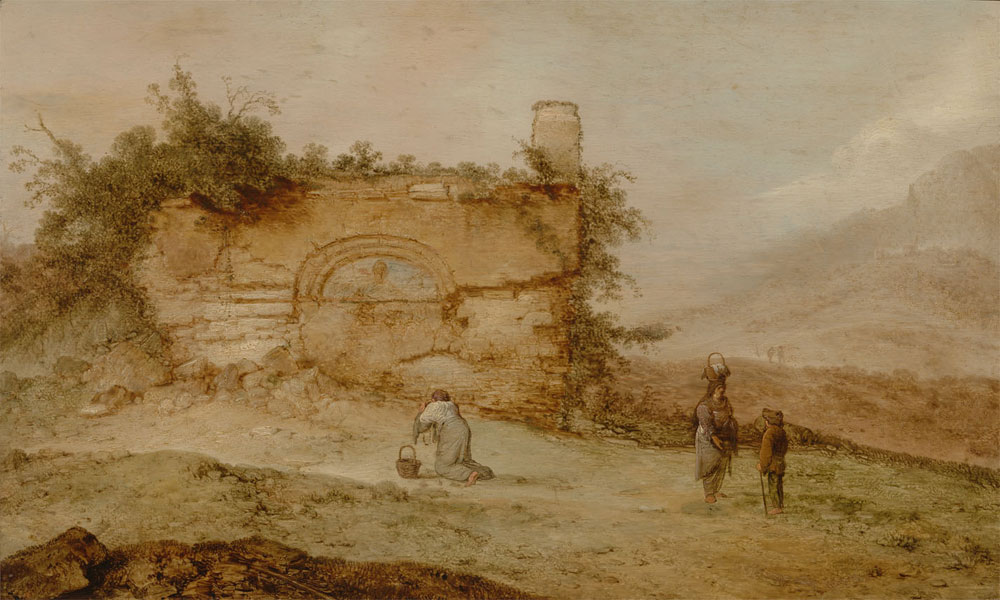 Jacob Sibrandi Mancadan - Italian landscape with ruins