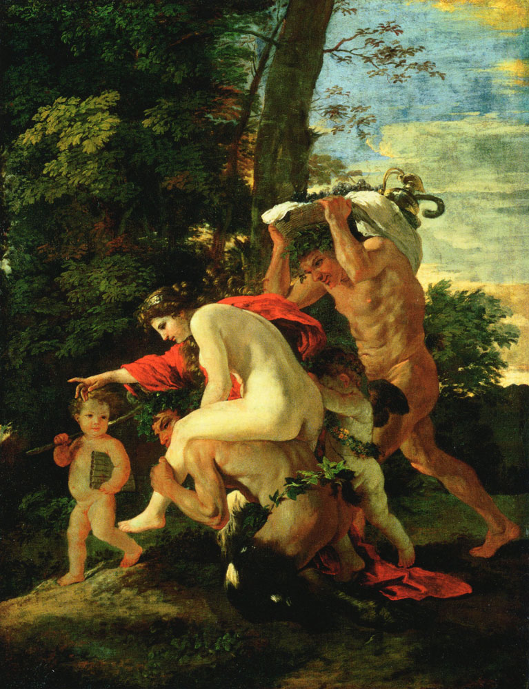 Nicolas Poussin - Nymph, Satyr, Faun and Cupids