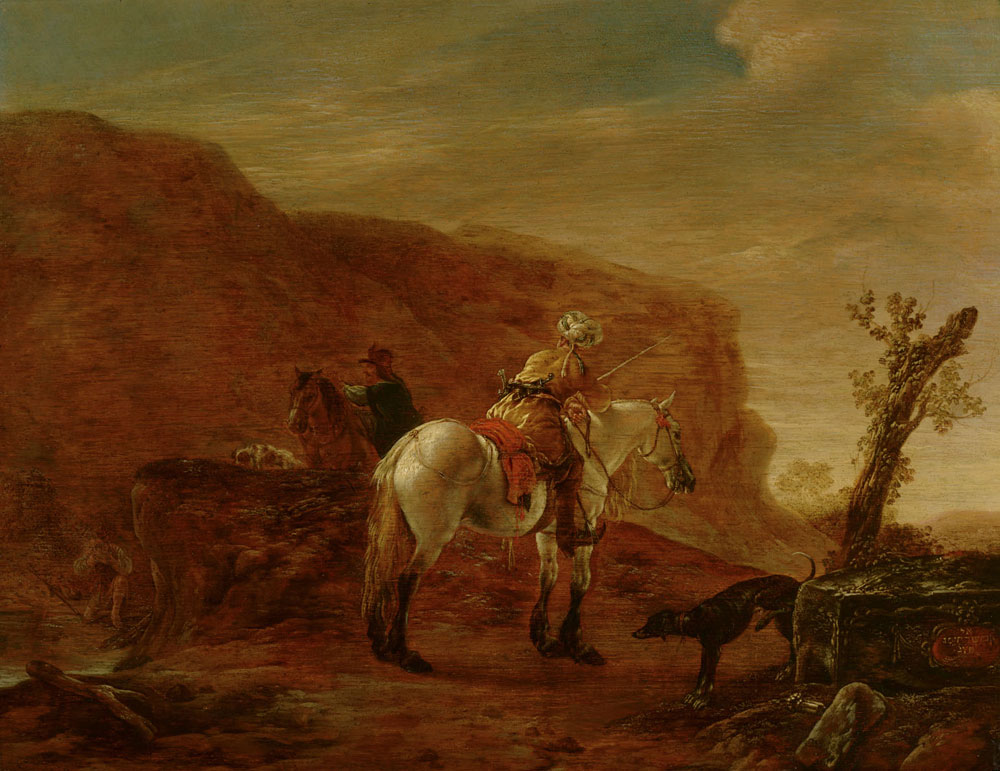 Pieter Cornelisz. Verbeeck - Two Horsemen by a Stream