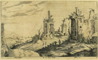Claes Jansz. Visscher after Hendrick Avercamp Landscape with Classical Ruins